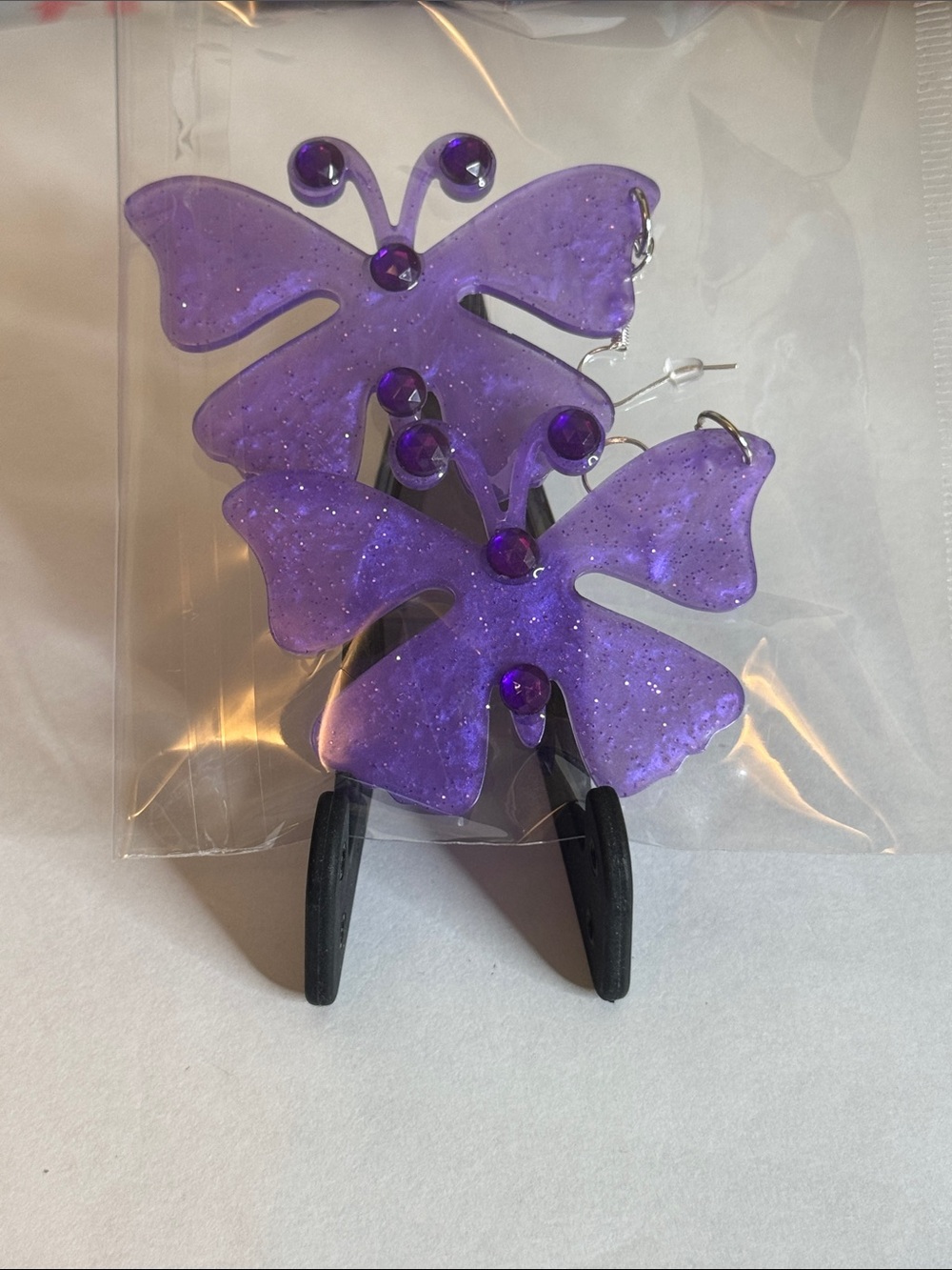 Purple Butterfly Dangle Earrings